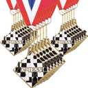 24 Pcs Chess Medals Metal Award Medals with Neck Ribbons Trophy Award Prize Gift for Rewards and Competitions