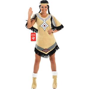 fun shack Native American Costume Women, Native American Dress for Women, Warrior Princess Costume Women (Medium, White)