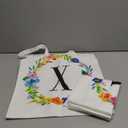Set of 2 Reusable Monogram Letter Personalized Tote Bags for Women, Floral Design X Letter