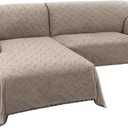 Turquoize Sectional Couch Covers L Shape Couch Cover Sectional Sofa Cover Washable 2 Pieces Couch Covers for Sectional Sofa Feature Geometrical Woven Jacquard Fabric (Chaise/2 Seats, Sand)