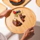 Round Bamboo Tray, Wood Serving Tray, Wooden Platter, Wood Charcuterie Board, Decorative Tray for Coffee Table, 11.8 inch
