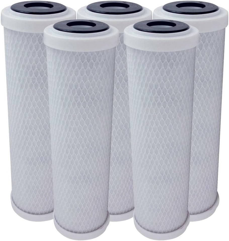 5 Pack Replacement Activated Carbon Block Filter - Universal 10 inch Filter for GE GX1S01R Single Stage System