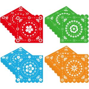 50 Pcs Fiesta Mexican Napkins 13 x 13 Inches, Mexico Papel Picado Paper Napkins Disposable Luncheon Napkin Cocktail Napkins for Cinco de Mayo Carnival Pinata Taco Party Decorations (Fiesta)