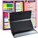 Vuzvuv Nursing Foldable Plastic Clipboard 3 Layers with Medical Edition Cheat Sheets, Pink Pocket Foldable Nurse Clip Boards Notepad for Students,Doctors and Medical Staff