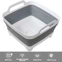 Dishpan for Washing Dishes, 2.4Gal/9L Wash Basin with Draining Plug Carry Handles, Collapsible Bucket for Cleaning, Portable Sink, Foldable Plastic Tub