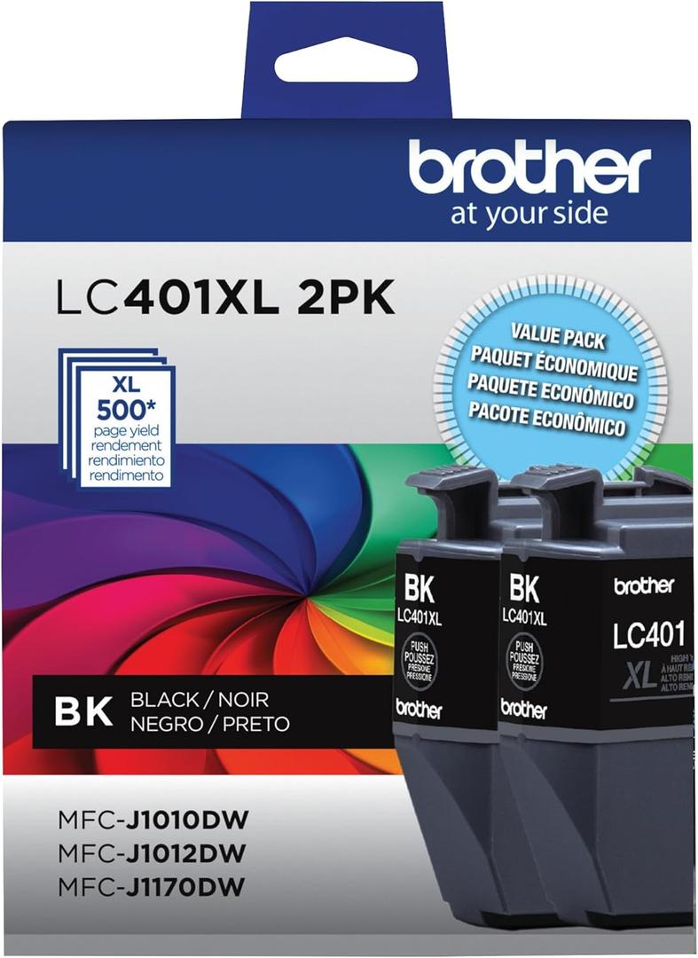 Brother Genuine LC401XL 2PK High Yield 2-Pack Black Ink Cartridges