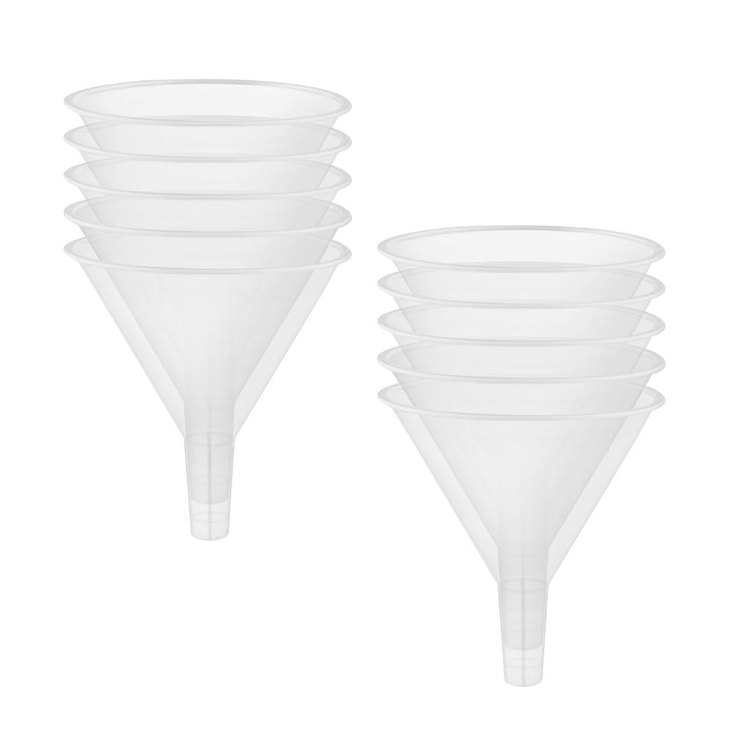 10 Pcs 120mm/4.72inch Plastic Funnels Clear Filter Liquid Oil Transfer Funnels for Kitchen Liquid Spices Powder Lotion