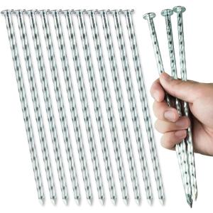 10 Inch Heavy Duty Landscape Stakes, 20 Pack Galvanized Spiral Artificial Turf Nails for Paver Edging, Weed Barriers, Lawn