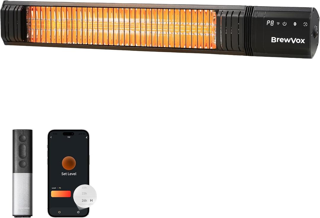 Carbon Infrared Electric Outdoor Patio Heater, Smart App-Controlled with Remote On/Off & Timer for Living Room, Bedroom, Garage, Office