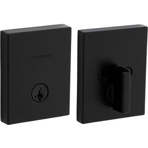 Kwikset San Clemente Deadbolt Lock, Matte Black Rectangle Exterior Keyed Front Entry Door, Pick Resistant SmartKey Rekey Security, Single Cylinder Dead Bolt, with Microban Protection