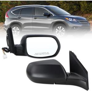 Right Passenger Side Door Mirror Compatible With 2012 2013 2014 2015 2016 Honda CRV CR-V With Manual Folding Power Glass Heated Black Replace#76208-T0A-A21(5Pins)