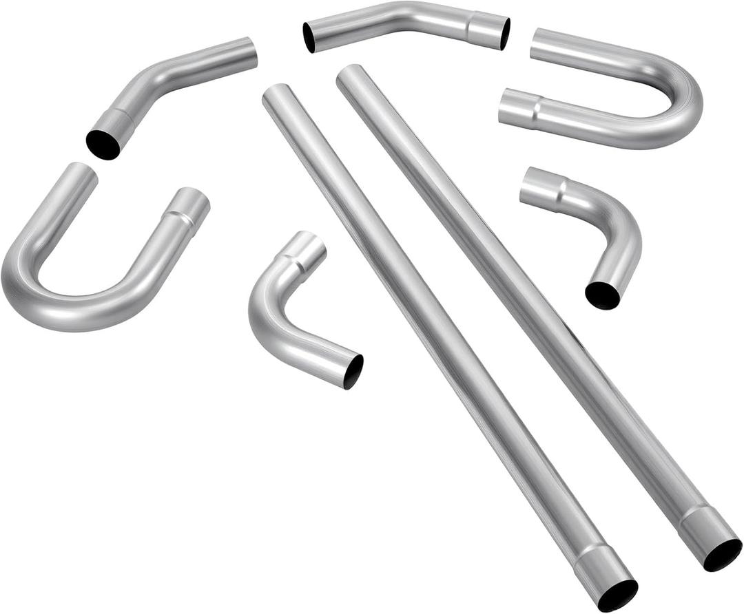 VEVOR Exhaust Pipe, 8 Pcs 2.25 Inch Mild Steel DIY Custom Exhaust Tubing Straight & U-Bend Kit with 90 & 135 Degree Pipes, Galvanized Surface Finish, Universal Fit for Truck, Sedan, Sports Car, SUV