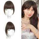 Clip-in Hair Bangs Extensions,with Invisible Clips Airy French and Air Bangs Thin Hair with Temple Coverage for Women Curved Bangs Easy to Style for Daily Wear (Dark brown1, French bangs)