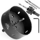 4-1/2 Inch Hole Saw with Heavy Duty Arbor,HSS Bi-Metal Holesaw Drill Bits Cut Smooth and Fast in Wood,Plastic, Drywall, Thin Metal, 4.5 Hole Cutter for Drilling Holes for Lock, Knobs and Vent(Black)