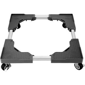 Mini Fridge Stand with 4 Locking Wheels 16.9"-25.6" Adjustable Dolly Base for Furniture Portable Refrigerator Stand(Black)