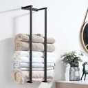 Towel for Racks Bathrooms, Wall Mounted Towel Rack for Storing Towels, Robes, Towel Holders with Hooks, Bathroom Towel Storage, Black (Standard style Large(Height 28.9"))
