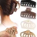 4 Pack Silicone Flexible Hair Claw Clips - Nonslip Large Bendable Soft Claw Clip for Women, Silicone Hair Clips Hair Accessories (Beige+Brown+Coffee+Black)