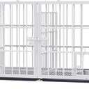Dosker 42 inch Heavy Duty Metal Dog Crate Cage with Divider for 2 Dogs/Large Dog,All Metal Open Top Escape Proof Cage,Kennel Indoor with Wheels,2 Tray,Feeding Bowl(White)