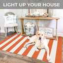 IOHOUZE Fall Door mat 3x5 Ft Orange White Striped Area Rug Washable Front Porch Rug Striped Door Mat Outside Entrance Entryway Doormat for Fall, Halloween, Thanksgiving Porch Decor