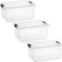 Superio Clear Storage Boxes with Lids, 2 Quart Plastic Container Bins for Organizing, Stackable Crates, BPA Free, Non Toxic, Odor Free, Organizers for Home, Office and Dorm, 3 Pack