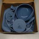 Silicone Baby Feeding Set | Baby Led Weaning Supplies Includes Suction Bowls and Divided Plates, Adjustable Bib, Baby Utensils Spoons and Forks,Cup | Baby Feeding Essentials (Deep Blue)