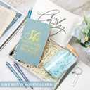 Blue 7 Pcs Boss Gift Sets for Women Her Lady Christmas Thank You Gift Best Boss 16oz Glass Cup Makeup Bag Keychain A6 Notepad with 3 Ballpoints Pen for Female Lady Bestie Coworker Birthday