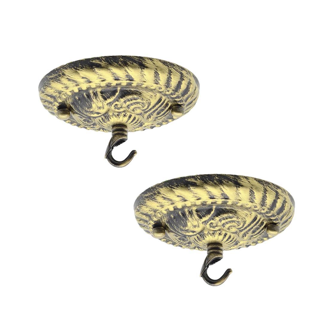 Chrasy 2 Packs 5.11 Inches Metal Light Canopy Kit - Vintage Chandelier Ceiling Plate with Hook, Retro Pendant Light Canopy Kit with All Mounting Hardware (Black)