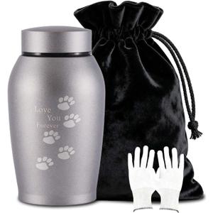 Dog Urns for Ashes,Stainless Steel Pet Urns,Laser Engraving Technology,Matte Surface,Suitable for Dogs and Cats Ashes,Loss Pet Sympathy Remembrance Gift(with Paw Pad Pattern, Gray)