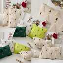 Kevin Textile Christmas Tree Pillow Covers 18x18 Inch Set Of 2 Twinkle Golden Star Embroidery Soft Plush Faux Fur Throw Pillowcases For Couch Sofa Holiday Festivals Winter Xmas Gift Beige