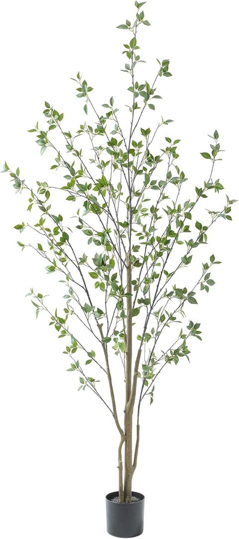 Bellacat 7ft Artificial Citrus Tree with Lifelike Leaves, 84in Faux Citrus Tree with Realistic Trunks, Fake Citrus Tree for Home Office Living Room Bedroom Porch Decor (Black)