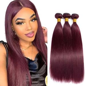Brazilian Burgundy 99J Human Hair Bundles 20 22 24 Inch Straight Wave Bundles Human Hair 11A Unprocessed Virgin Quick Weave Hair for Black Women, #99J Burgundy S