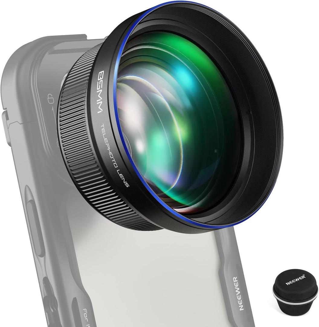 NEEWER HD 85MM Telephoto Phone Lens Only for 17mm Thread Backplate, 2.5X Magnification Compatible with SmallRig NEEWER iPhone Samsung Phone Cage Case with 17mm Lens Adapter, LS-59