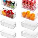 Kingrol 8 Pack Plastic Storage Bins for Freezer, Pantry, Countertop, Cabinet Organization, Stackable Food Storage Organizer with Handles, BPA Free, 10 x 6 x 3 Inch, 10 x 4 x 3 Inch