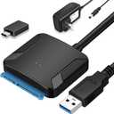SATA to USB 3.0 Adapter, External Hard Drive Converter Cable for 2.5" 3.5" HDD, SSD with Power Supply