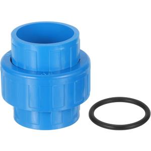 uxcell PVC Union Pipe Fitting, 1Pcs 1-1/4" PVC Slip Union Coupling Adapter with O-ring, Slip Socket Port Connection for Swimming Pools and Outdoor Plumbing Applications (Blue)