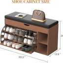 HOMEMORE Shoe Storage Bench Entryway Shoe Bench with Adjustable 3-Tier Flip-Up Shoe Rack Wooden Shoe Cabinet with Seat Cushion for Hallway Living Room, 39.3*21*13.9