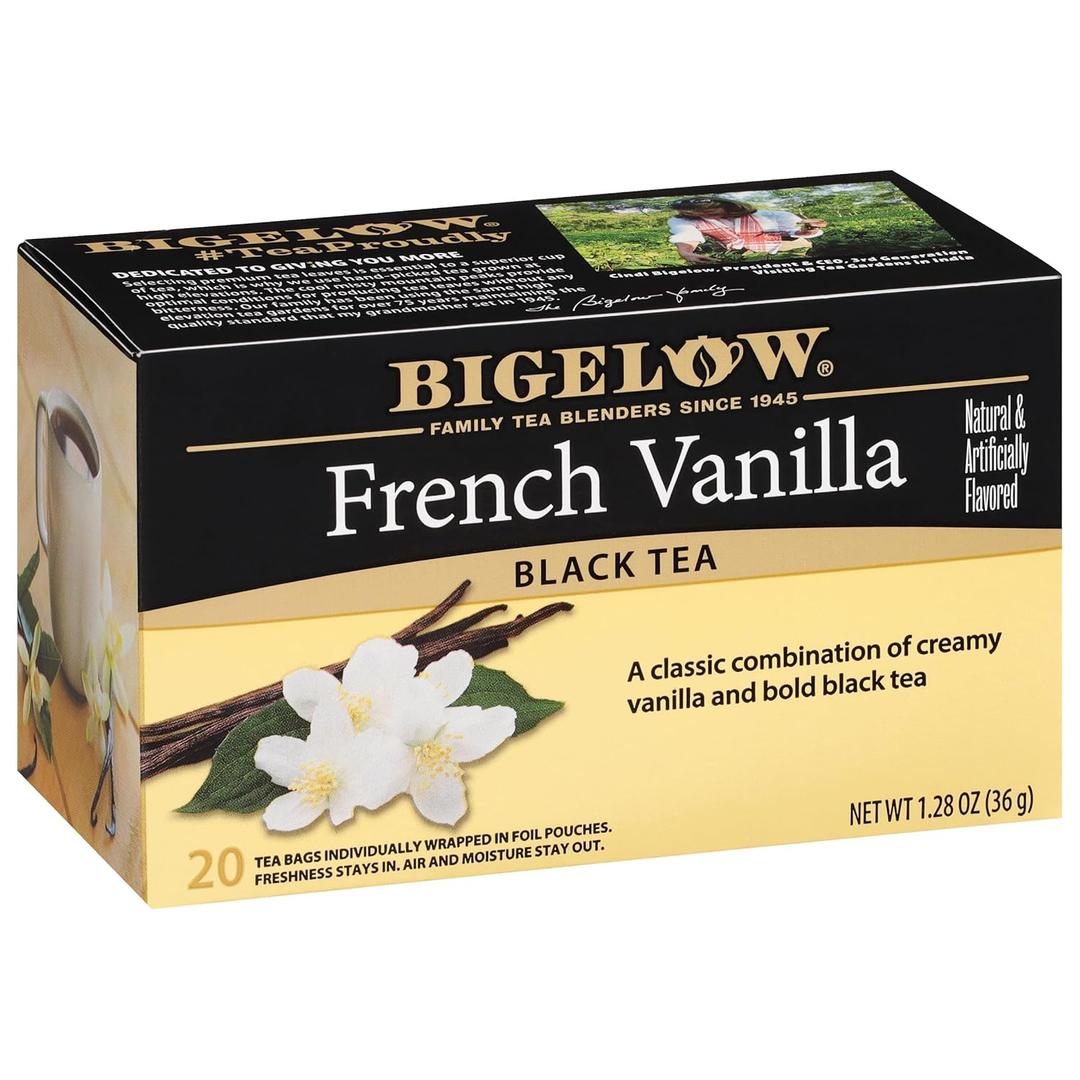 Bigelow French Vanilla Black Tea Bags, 20 Count Box (Pack of 6), Caffeinated Black Tea, 120 Tea Bags Total (BB: April 2028)