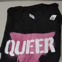 Queer Pink Triangle in Punk Spray Paint Stencil Style Font T-Shirt, S