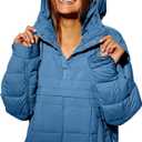 Women's Pullover Puffer Jacket Hooded Oversized Lightweight Quilted Jacket Winter Warm Padded Coat L