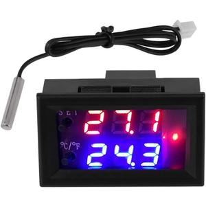Keenso Digital Display Microcomputer Thermostat, Temperature Controller Switch with Sensor DC12V for Home Heating, Cooling, and Pet Habitats