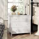 BOLUO White Nightstand with Fabric Drawers, Large Night Stand 3 Drawer Dresser for Bedroom, Closet, Girls Modern, 15"D x 27"W x 28.3"H