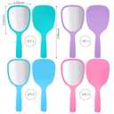 Hicarer 16 Pcs Hand Handheld Mirror with Handle Standard 1x Magnification Plastic Travel Makeup Handheld Cosmetic Mirror for Travel, 3.15 Inch Wide, 7.09 Inch Long (Blue,Green,Pink,Purple)