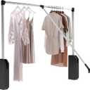 Pull Down Closet Rod, Pull Down Clothing Rod for Hanging Clothes, Adjustable 33-45 inch, Heavy Duty Closet Rod Hanging Clothes for Wardrobe Cabinet, Side or Back Mounted
