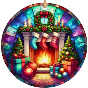 3 x 2025 Christmas Ornament  Cozy Fireside Art Ornament, Warm Fireplace Holiday Decoration, Rustic Winter Keepsake Gift