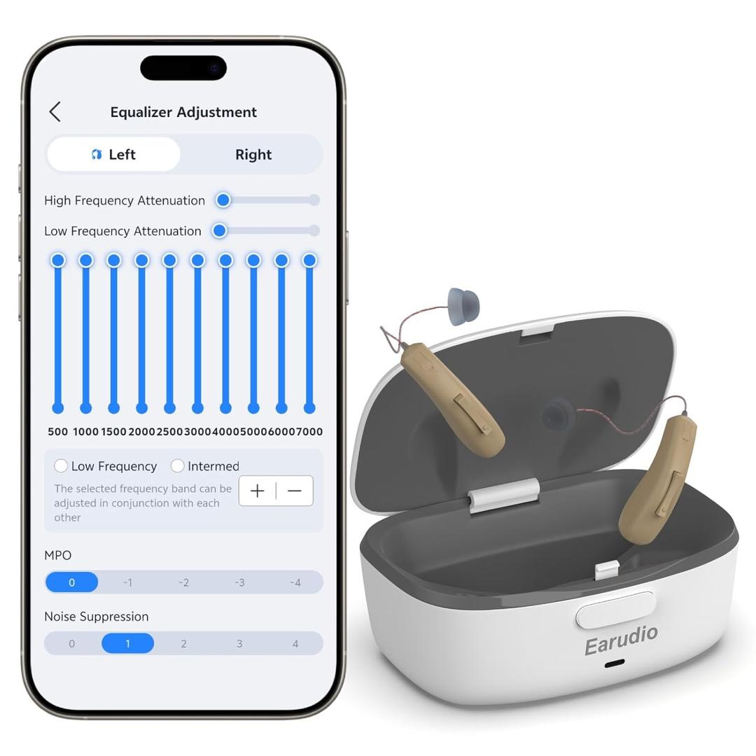 Bluetooth OTC Hearing Aids for Seniors and Adults - AI Sound Algorithm, 60% Clearer Speech, Noise Cancellation, Enhanced App, Bluetooth for Phone Calls & Music Streaming, Mild to Moderate Hearing Loss (Skin Color)