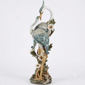 Devoted Cranes Table Sculpture - Made of Resin Coastal Shorebirds - Glitter Accents - Bird Statue - Flowers,Measures 5 Inches Wide, 16 Inches High