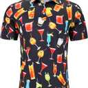 Fanient Men Golf Polo Shirts Short Sleeve 3D Printed Dry Fit Moisture Wicking 4-Way Stretch Summer Athletic Polo Shirts (M)