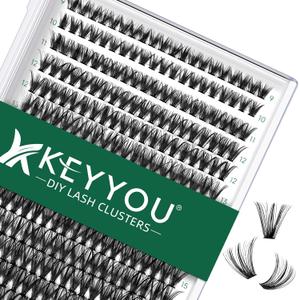 KEYYOU Lash Clusters 300pcs Individual Lashes 40D 0.07D Curl 9-18MIX DIY Eyelash Extension Large Tray Volume Soft&Natural Cluster Lashes(40D-0.07D,9-18MIX
