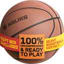 Silent Basketball Size 7, 29.5  Airless Indoor Basketball | Gift Box Included, Pro PU Foam Basket Ball, for Quiet Dribbling Indoor, Real Grooves, 90% Bounciness, 12.7 Oz (Brown)