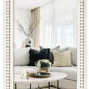 H HOMEWINS Rustic Rectangle Mirror,22x30 Wooden Farmhouse Mirrors, Boho Bathroom Wall-Mounted White Beads Decor Mirror for Bedroom, Living Room, Vanity, Entryway, Over Sink